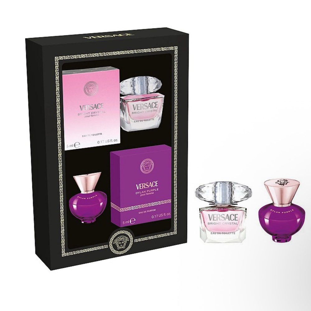 NEW🌸 Versace Mini Dylan Purple & Bright Crystal Perfume Set